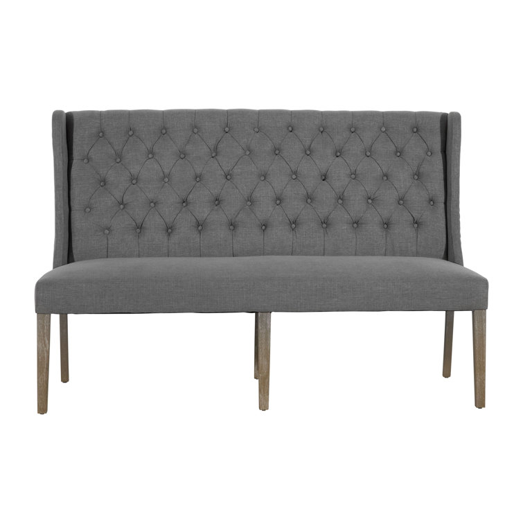 Upholstered dining bench with best sale high back